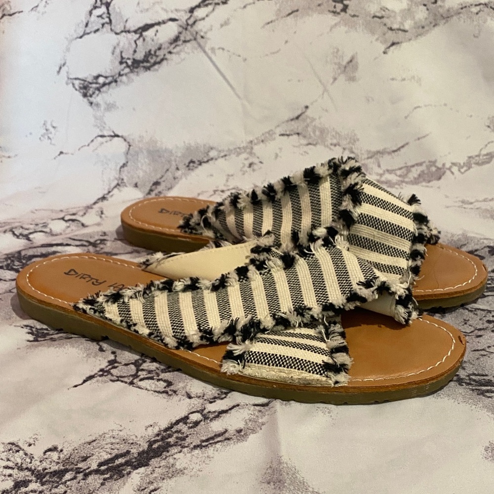 Dirty Laundry Black and White Striped Sandals